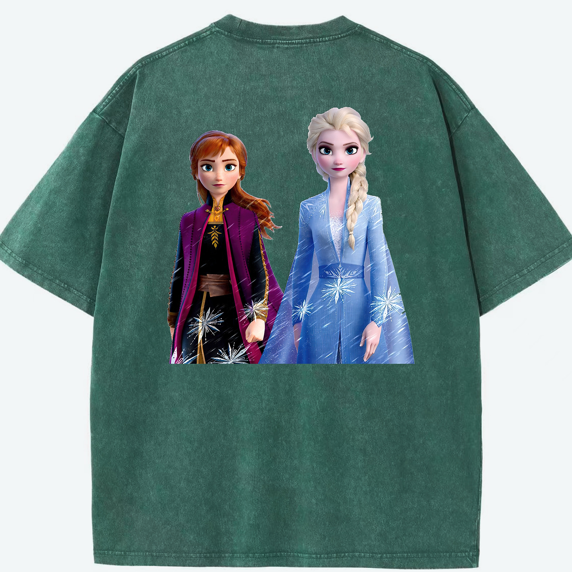 （画像用） アナと雪の女王 アンナ エルサ Frozen Anna Elsa 綿100% ヴィンテージ風 半袖Tシャツ（背面プリント）